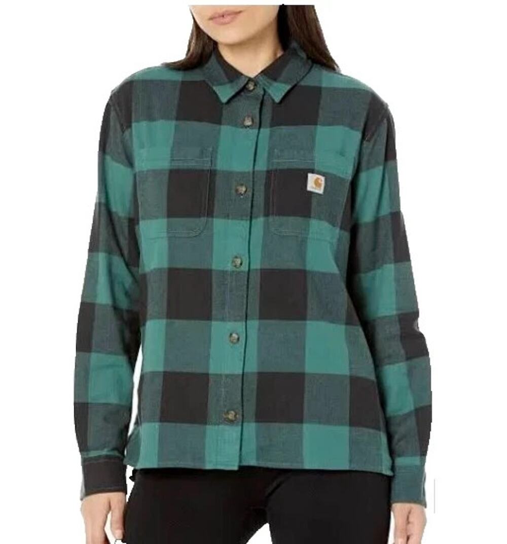 NWOT Carhartt Women Rugged Midweight Flannel Long Sleeve Plaid Shirt - XS